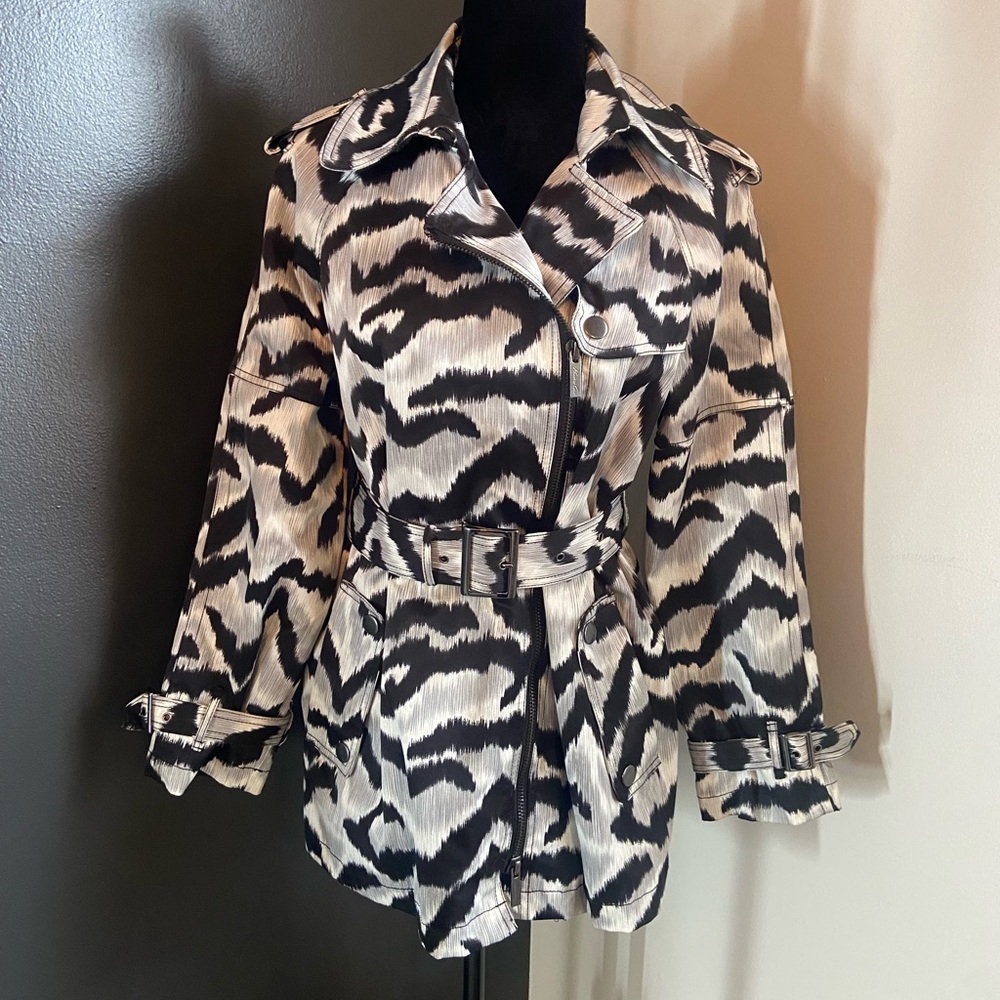 Kenneth Cole New York Zebra Print Trench Coat